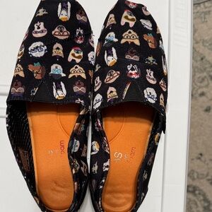 BOBS from Skechers Black Flats with Colorful Dog Faces